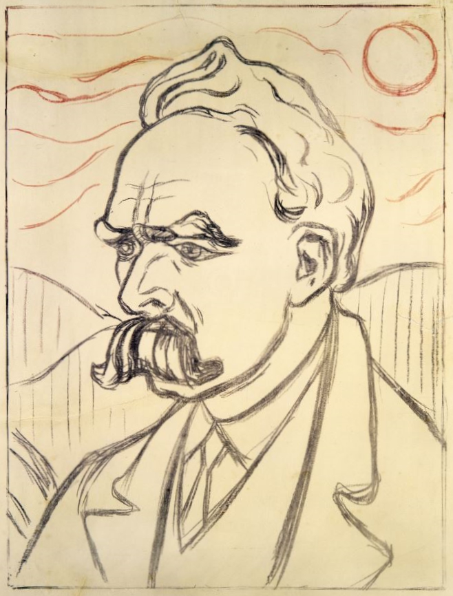 Edvard Munch, Friedrich Nietzsche, Lithographie, 1906