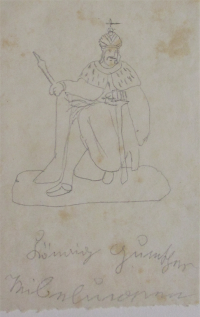 König Gunther, Zeichnung auf Transparentpapier © Klassik Stiftung Weimar