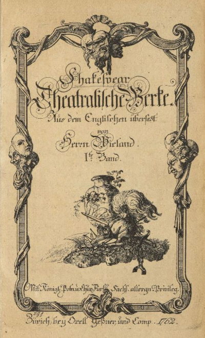 William Shakespeare/Christoph Martin Wieland: Shakespear Theatralische Werke, Bd. 1, 1762 © Klassik Stiftung Weimar