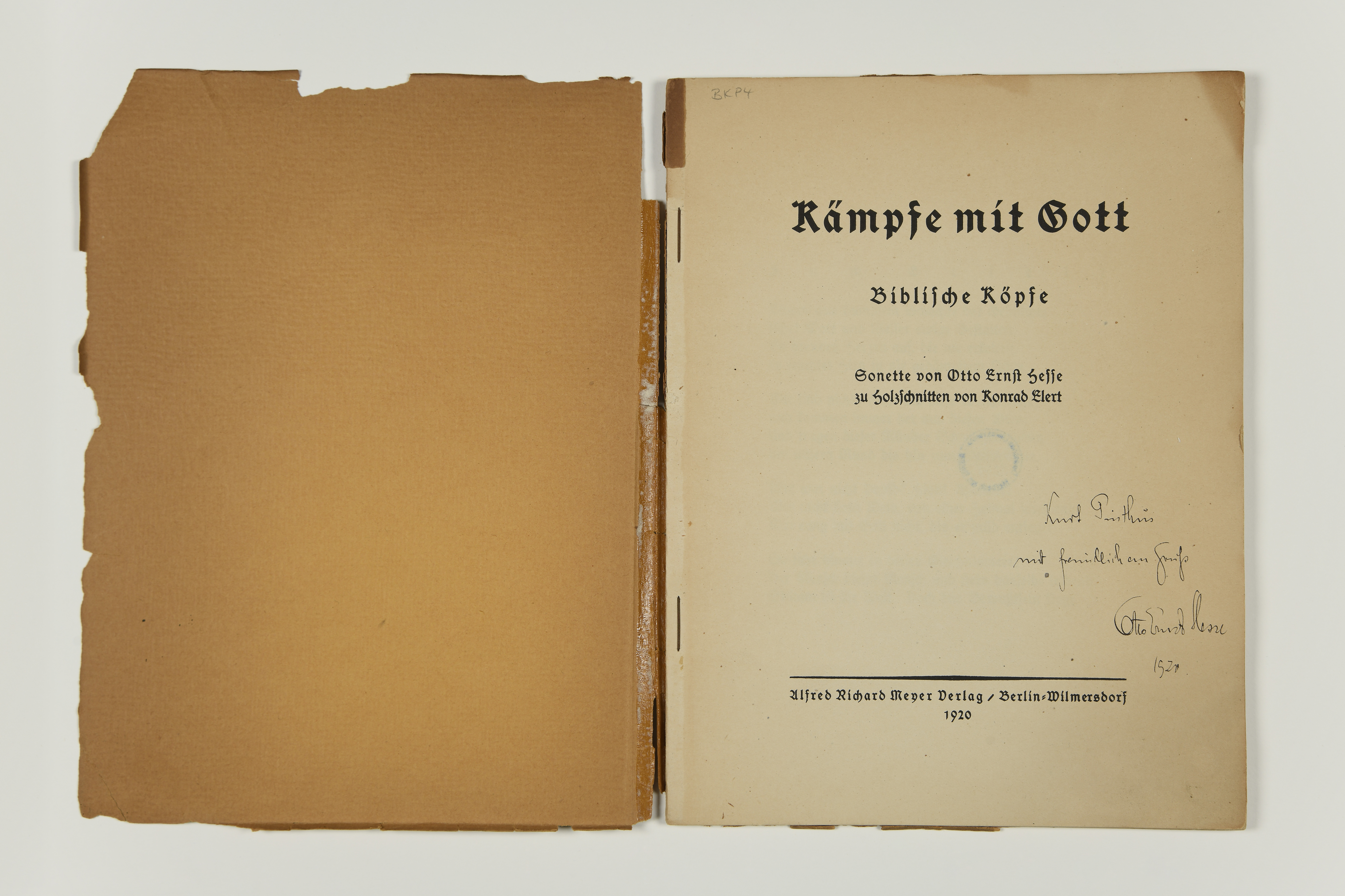 Otto Ernst Hesse: Kämpfe mit Gott. Berlin 1920, DLA Marbach (BKP4), Foto: Anja Bleeser
